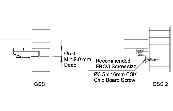 Ebco Glass Shelf Support & Glass Shelf Suport Screw